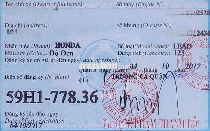 Bán xe Lead 2018, chính 1 đời chủ, như hình