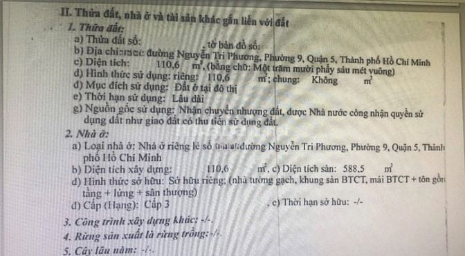 🌷 🌷 🌷 BÁN NHÀ MẶT TIỀN : 136H NGUYỄN TRI PHƯƠNG - P. 9 - Q. 5 - HCM