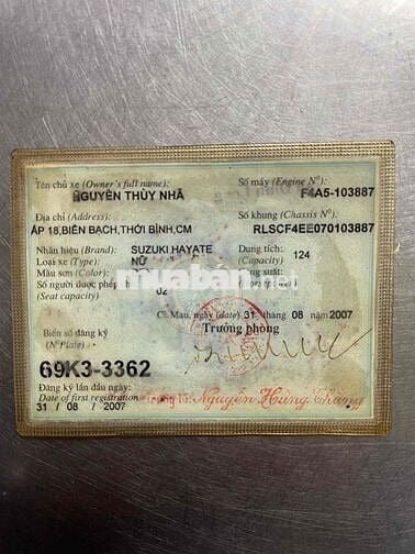 HAYATE 2007 BS 69 CÀ MAU CÓ GL ĐỖI XE