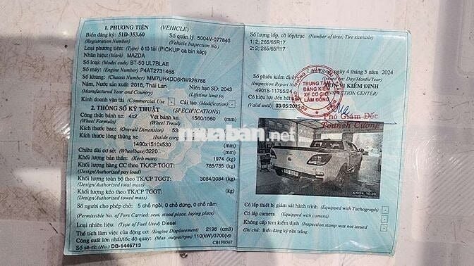 Mazda BT 50 2018 2.2L 4x2 AT - 90000 km. Xe đẹp.