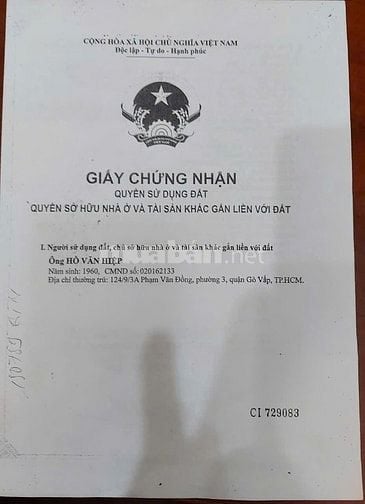 Bán nhà 124/9 Phạm Văn Đồng, P.3, Gò Vấp