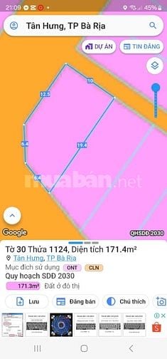 Đất Hai Mặt Tiền đường nhựa ngang 10m Tp. Bà Rịa 
