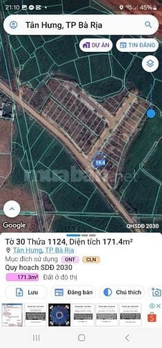 Đất Hai Mặt Tiền đường nhựa ngang 10m Tp. Bà Rịa 