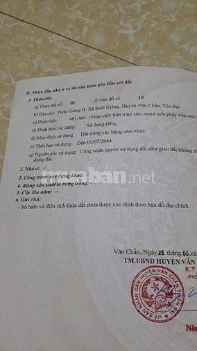 Chính chủ cần bán gấp lô đất thôn Giảng B, Suối Giàng, Văn Chấn