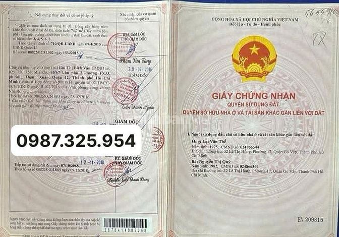ĐẤT MẶT TIỀN  BA PHỤ . THẠNH XUÂN. Q.12