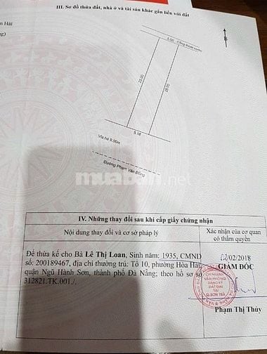 Cần bán 3 lô Phạm Văn  Đồng, Sơn Trà , Đà Nẵng