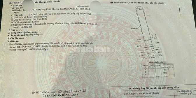 Mặt Tiền Quận 1 Trần Quang Khải Giá 110 Tỷ/300m²