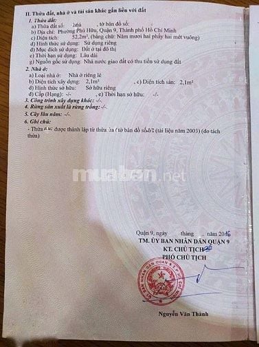 Bán đất đường 827 phường phú hữu quận 9