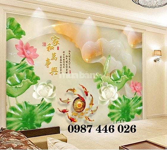 Tranh gạch men 3d ốp tường đẹp phòng khách