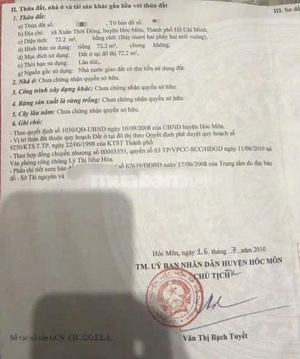 Kẹt tiền rồi nên phải bán nhà ngay Chợ Đầu Mối Hóc Môn, dt 72m2, 720tr