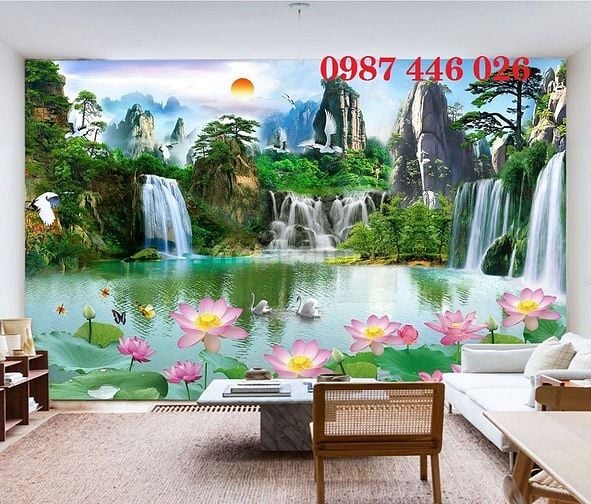 Tranh gạch men 3d ốp tường đẹp phòng khách