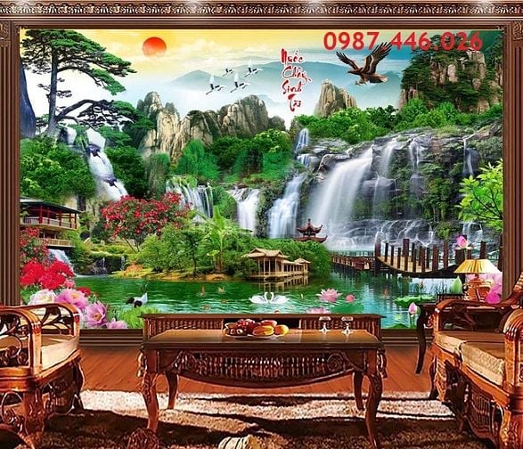 Tranh gạch men 3d ốp tường đẹp phòng khách