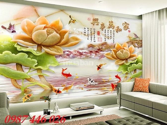 Tranh gạch men 3d ốp tường đẹp phòng khách