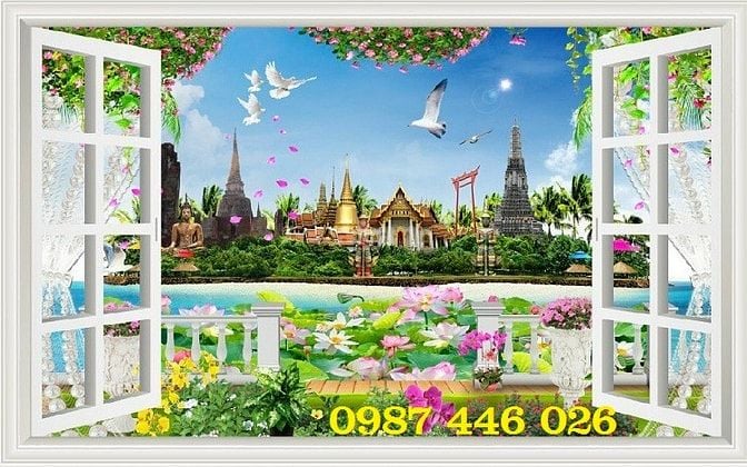 Tranh gạch men 3d ốp tường đẹp phòng khách