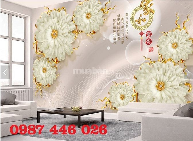 Tranh gạch men 3d ốp tường đẹp phòng khách