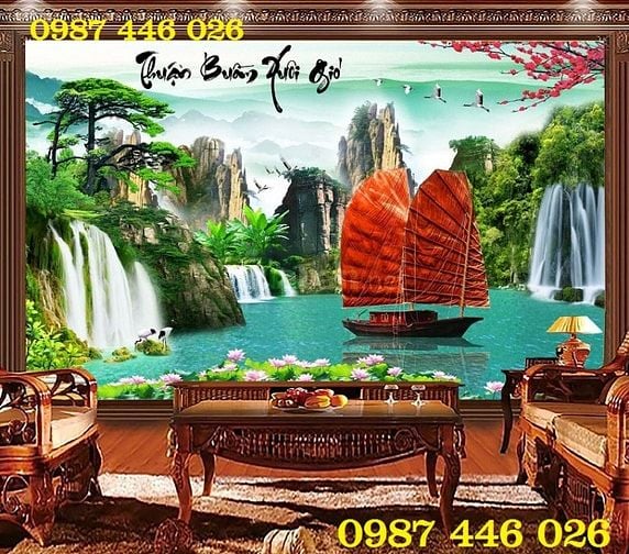 Tranh gạch men 3d ốp tường đẹp phòng khách