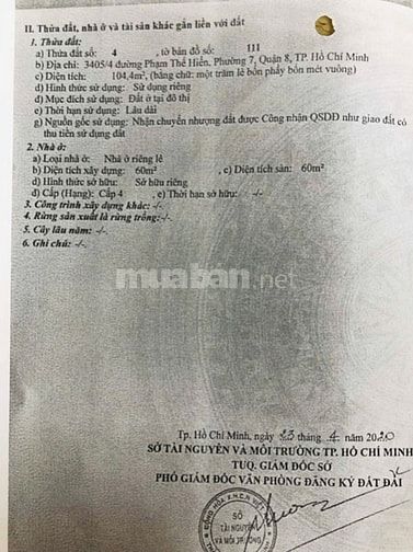 BÁN GẤP nhà dẫy trọ phạm thế hiển F7Q8 thu nhập 15tr/thag dt đất 104m2