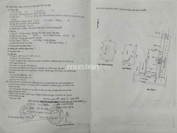 Bán nhà đẹp 3 tầng, 22 Phạm Ngọc, Q.Tân Phú, ngay chợ Tân Hương