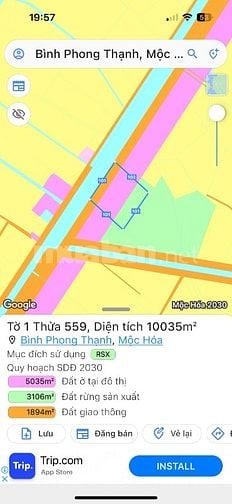 Bán đất mặt tiền đường Trần Văn Trà 100x100m Bình Phong Thạnh- Long An