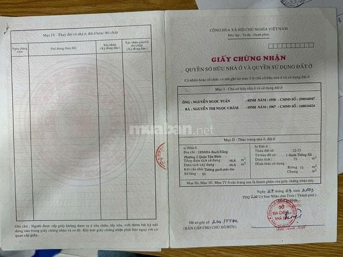 Bán biệt thự khu sân bay 187/37 Bạch Đằng, P.2, Tân Bình