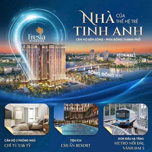 Căn hộ Chung cư Fresia Riverside view sông Đồng Nai, ngay Aeon Mall