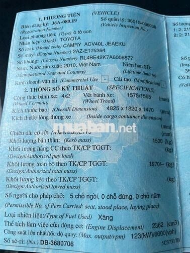 Bán xe Camry tại Tp Thanh Hoá
