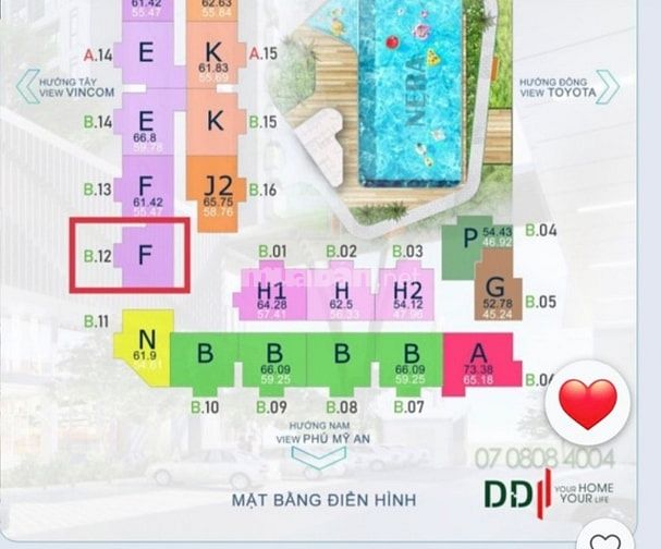 BÁN CĂN HỘ CHUNG CƯ NERA GARDEN HUẾ – CĂN B9.12 – GIÁ CHỈ 2.1 TỶ