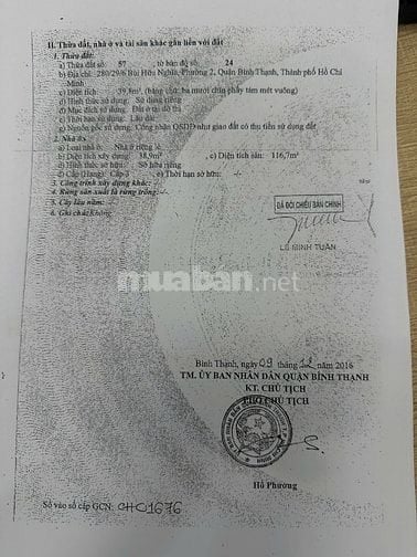 Bán nhà 280/29/6 Bùi Hữu Nghĩa, Phường 2, Quận Bình Thạnh