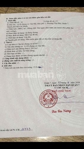 Bán gấp Căn hộ Chung cư Tân Mỹ, P. Tân Phú, Quận 7. 