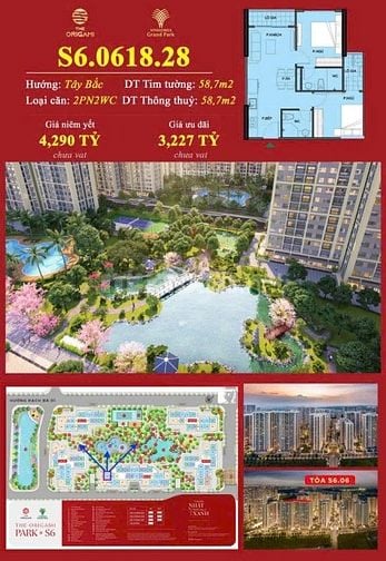 2PN tại Vinhomes Grand Park Q.9 chỉ có 3tỷ2