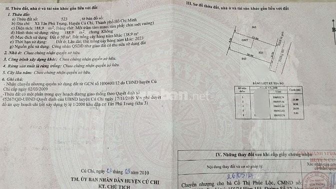 Bán đất 189m2 có nhà kho cho thuê 6tr/tháng ở Tân Phú Trung giá 750tr