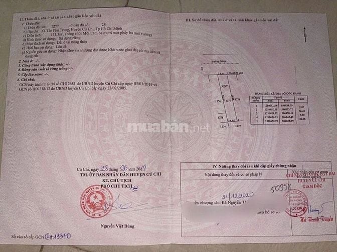 Cần bán 131m² đất thổ Giá 700 triệu tại Tân Phú Trung, huyện Củ Chi