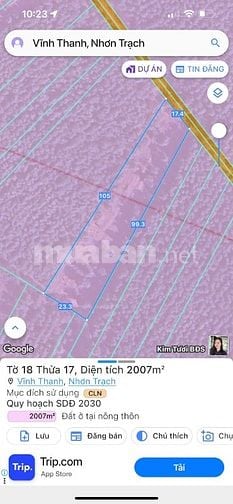 Bán Đất trồng cây lâu năm hơn 2007m2 ngay trung tâm của Nhơn Trạch