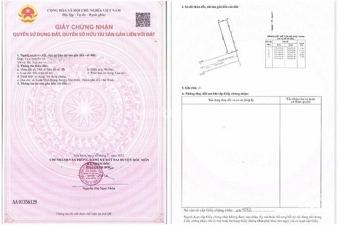 Bán đất thổ cư Dt 96m2 sổ hồng riêng sát chợ Đầu Mối Nông Sản