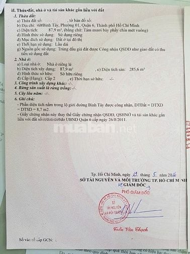🌷 🌷 🌷 BÁN NHÀ MẶT TIỀN : 48 BÌNH TÂY - P. 1 - Q. 6 - TPHCM.