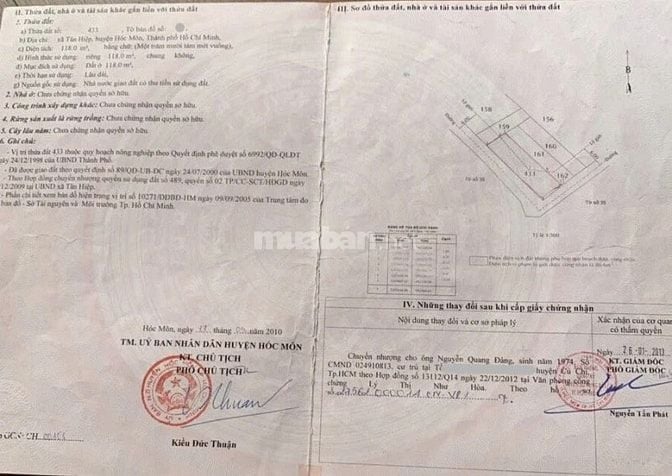 cần bán gấp căn nhà 118m2 ở Tân Hiệp - Hóc Môn giá 715 triệu.