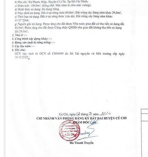 CẮT LỖ BÁN GẤP 109M2 ĐẤT THỔ CƯ MẶT TIỀN NGUYỄN THỊ THẠO, CỦ CHI 