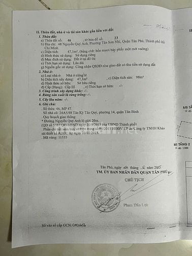 Chính chủ bán nhà mặt tiền 48 Nguyễn Quý Anh, P.Tân Sơn Nhì, Q.Tân Phú
