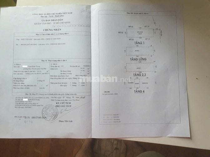 35213 Trịnh Đình Trọng ,Ph Hòa Thạnh, Qu Tân Phú 7.17 tỷ