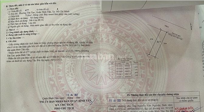 Chính chủ bán lô đất nền Full thổ cư 75,6m2 - Tây Lân, Q.Bình Tân