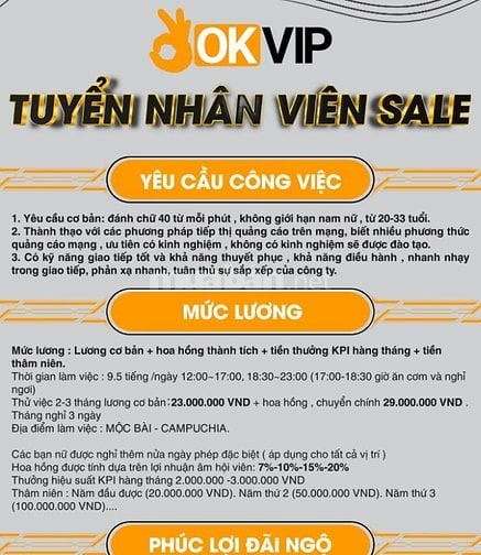 TUYỂN NHÂN VIÊN SALE KHÔNG CẦN KINH NGHIỆM