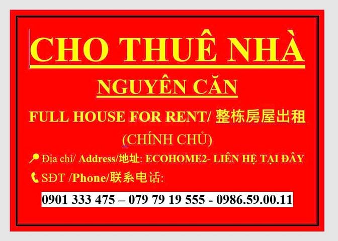 CHO THUÊ NGUYÊN CĂN SHOPHOUSE 6.5tr - ECOLAKE MỸ PHƯỚC - BÌNH DƯƠNG