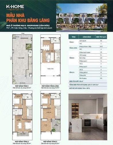Nhà phố thương mại KHome New City Hòa Phú Bình Dương 1 trệt 2 