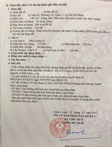 Bán nhà mặt tiền Lê Văn Sỹ, Phường 14, Quận 3, 138m2 đất, ngang 6m
