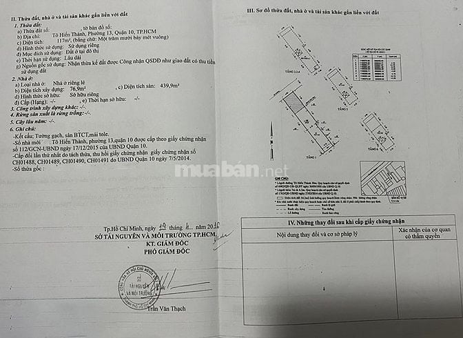 Bán nhà Tô Hiến thành, Quận 10, Tp.HCM, tổng DT 296m2, ngang gần 9m