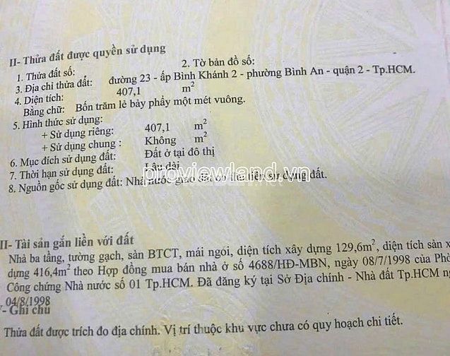 Bán biệt thự Trần Não Quận 2, 2 mặt tiền, ven sông, 407m2 đất, 3 tầng