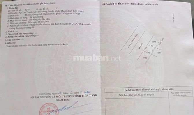 Bán nhà tại Xã Tân Hương, Châu Thành, Tiền Giang, 303 m2