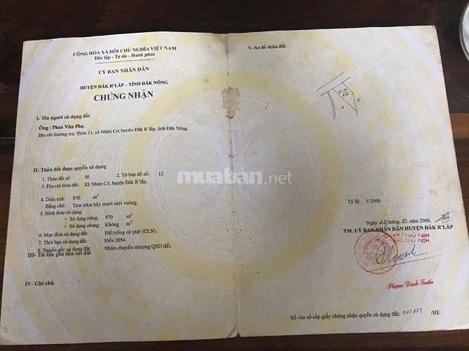 Cần bán lô đất lớn thôn 11, xã Nhân Cơ, huyện Đắk R'Lấp, tỉnh ĐắkNông