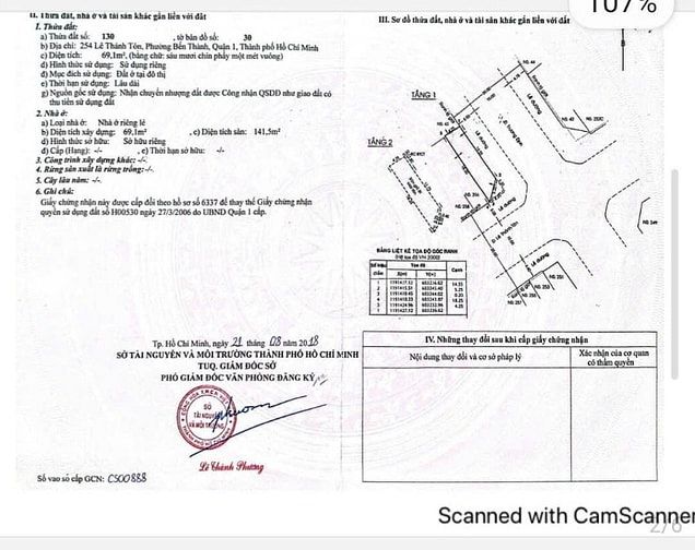Bán Căn góc 2 Mặt Tiền địa chỉ: 254 - 256 Lê Thánh Thánh Tôn, 6 Tầng.