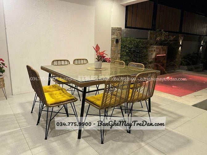 Các mẫu bàn ghế ăn mây nhựa để ban công, sân vườn